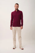 Zip-Neck Jumper - Bradley - Burgundy