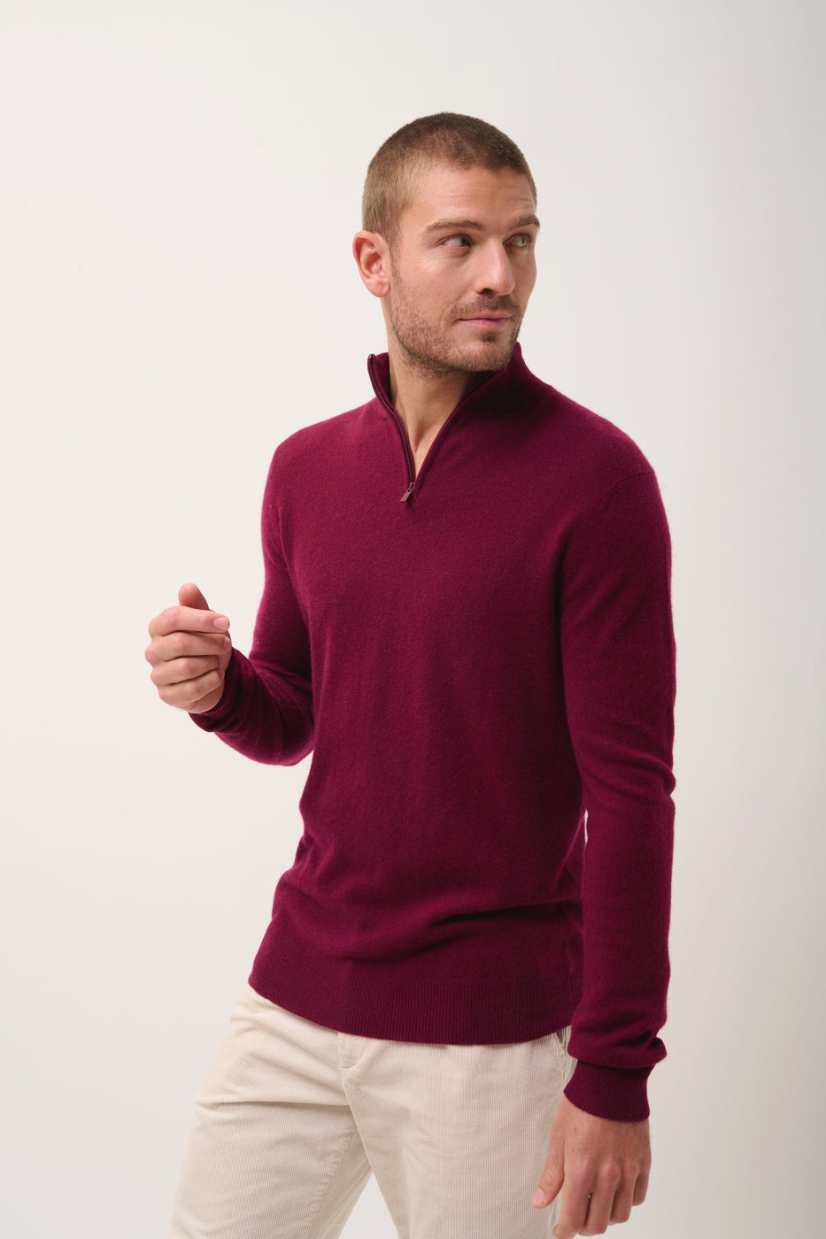 Zip-Neck Jumper - Bradley - Burgundy