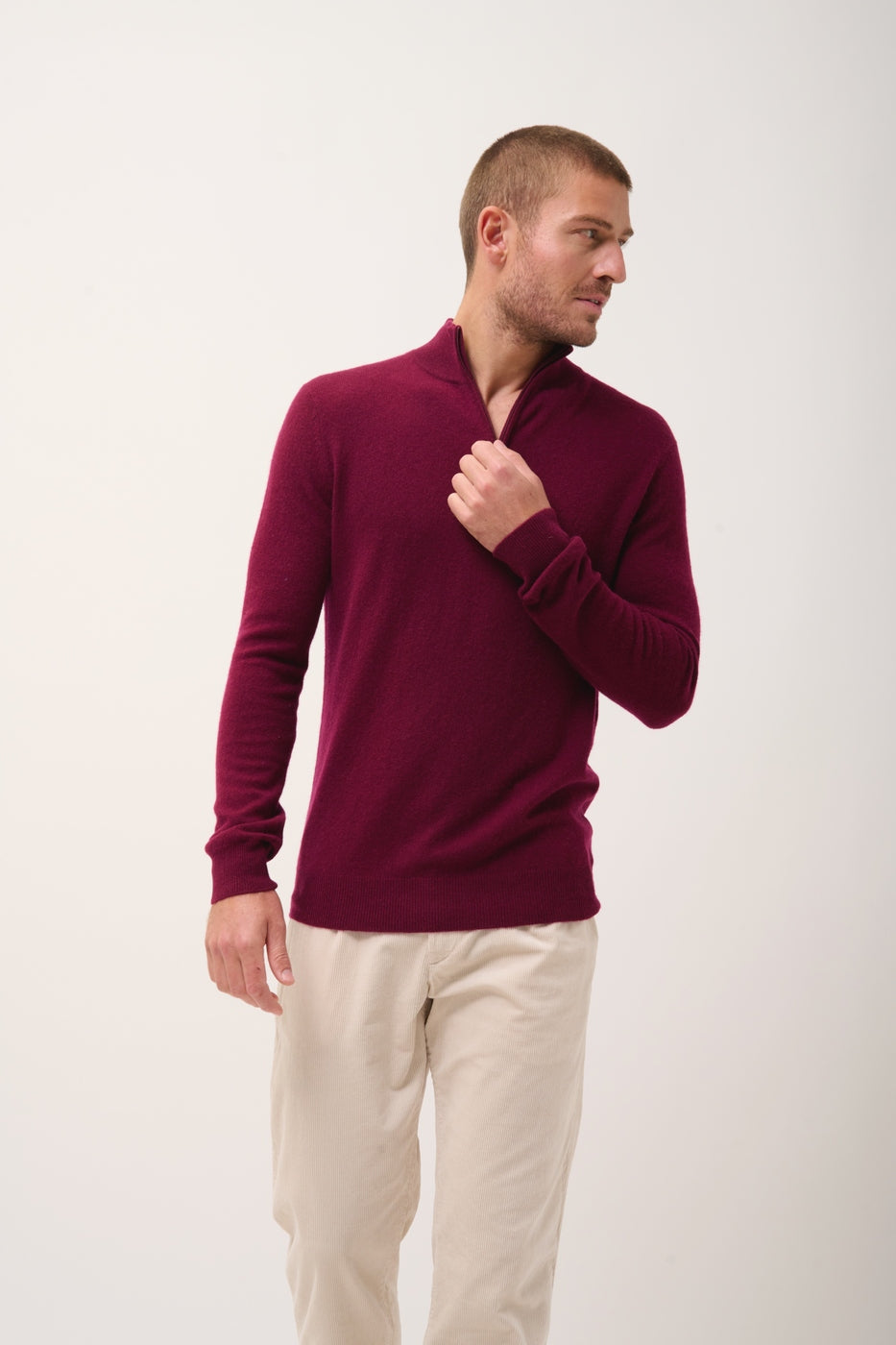 Zip-Neck Jumper - Bradley - Burgundy