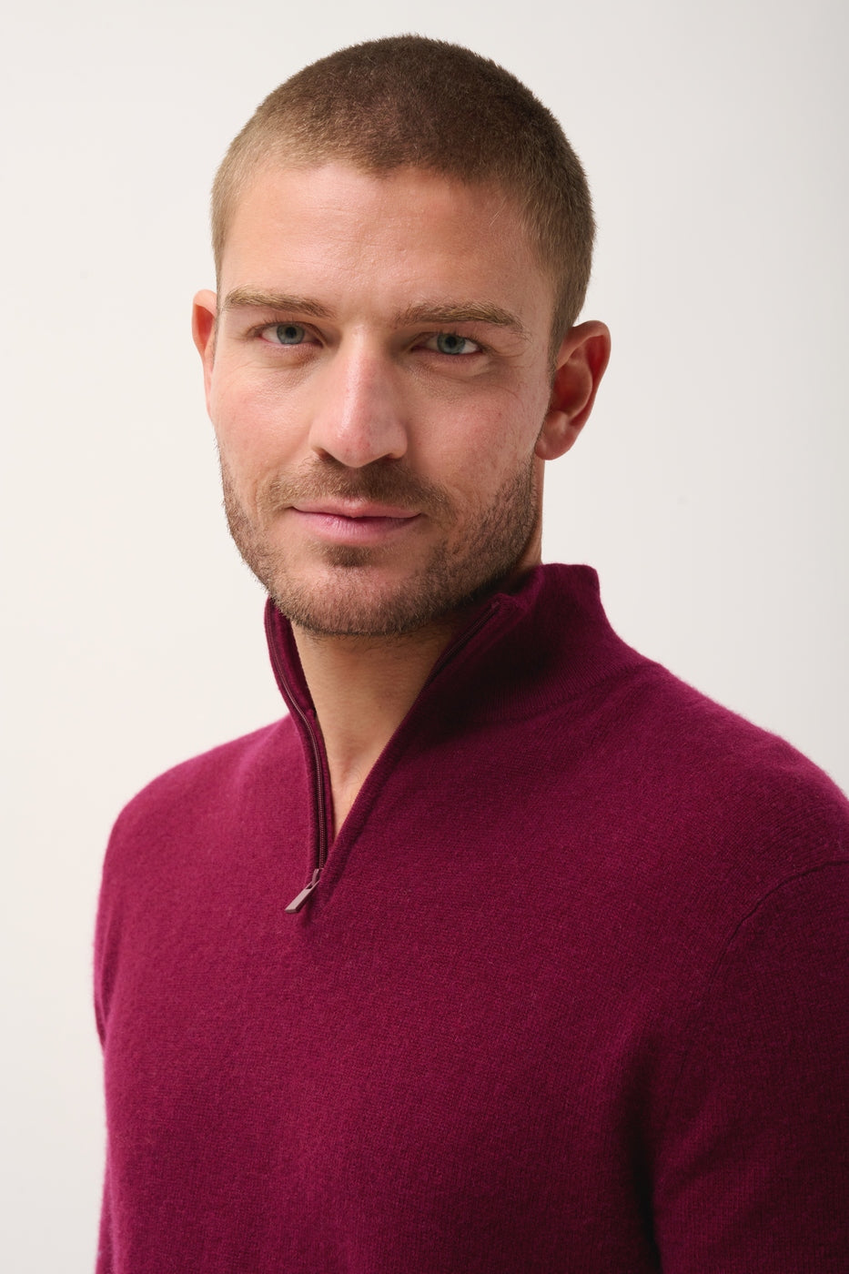 Zip-Neck Jumper - Bradley - Burgundy