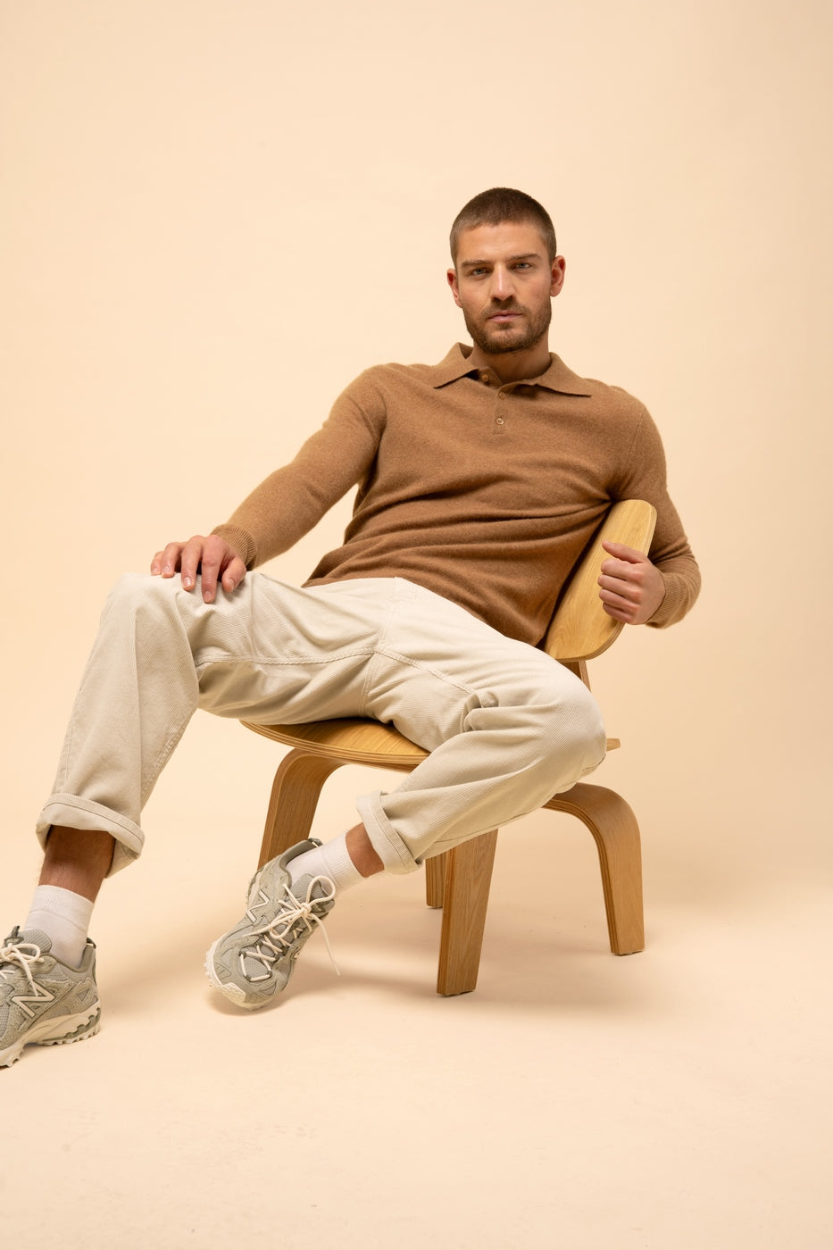 Long-Sleeve Polo Shirt – Douglas – Hazelnut