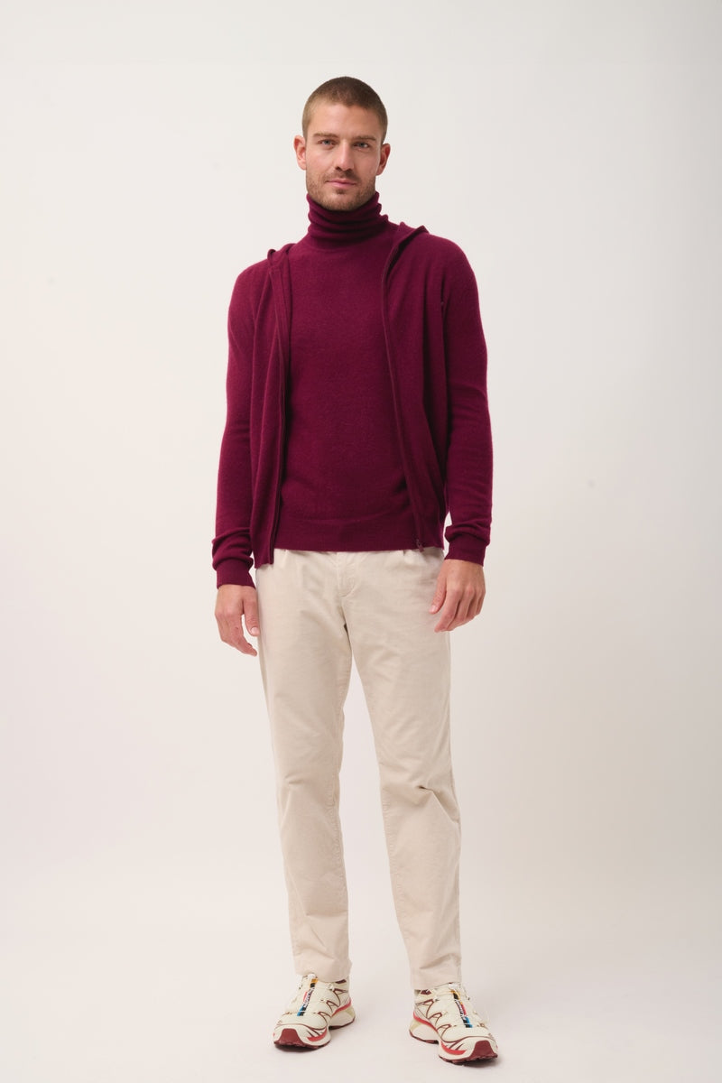 Gilet Zippé Capuche - Elliot - Bordeaux