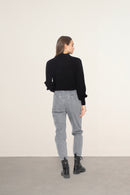 Pull Col Lavallière Noty - Noir - 100% Cachemire 2 Fils - Cote Anglaise - Femme