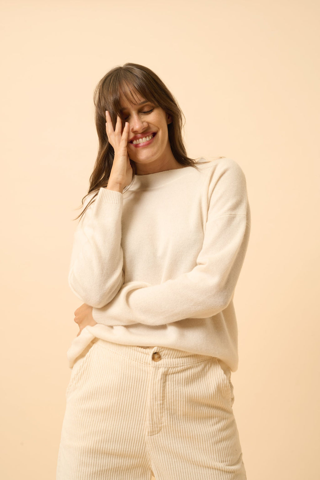 Just Cashmere - Jersey Cuello Redondo - Kayla - Marfil