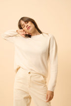 Just Cashmere - Jersey Cuello Redondo - Kayla - Marfil