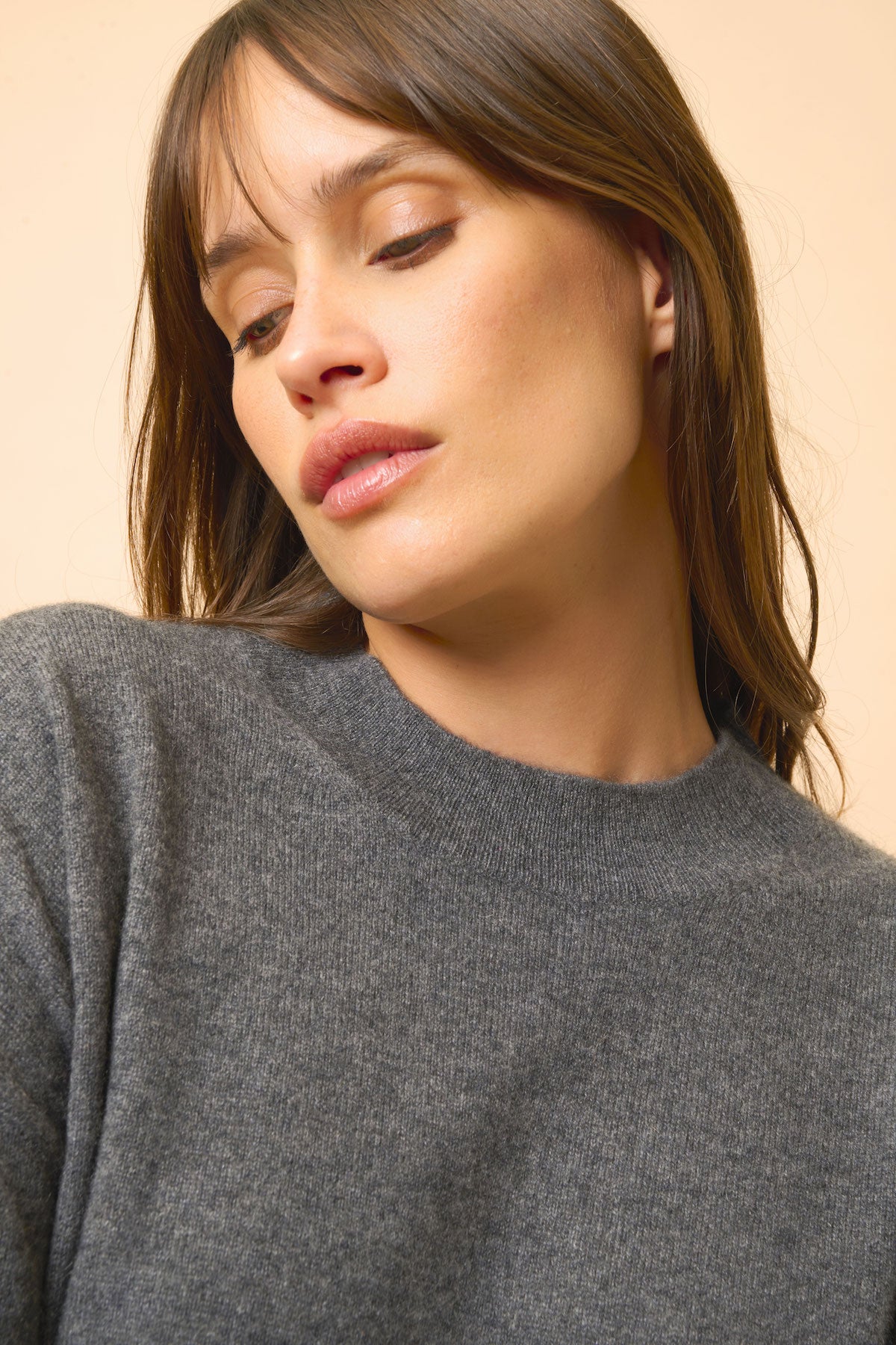 Pull Col Rond Kayla - 100% Cachemire 2 Fils - Anthracite Chiné - Femme