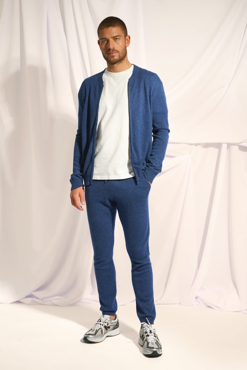 Chaqueta con Cremallera y Cuello Mao - Polnoon - Océan Chiné