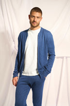 Chaqueta con Cremallera y Cuello Mao - Polnoon - Océan Chiné