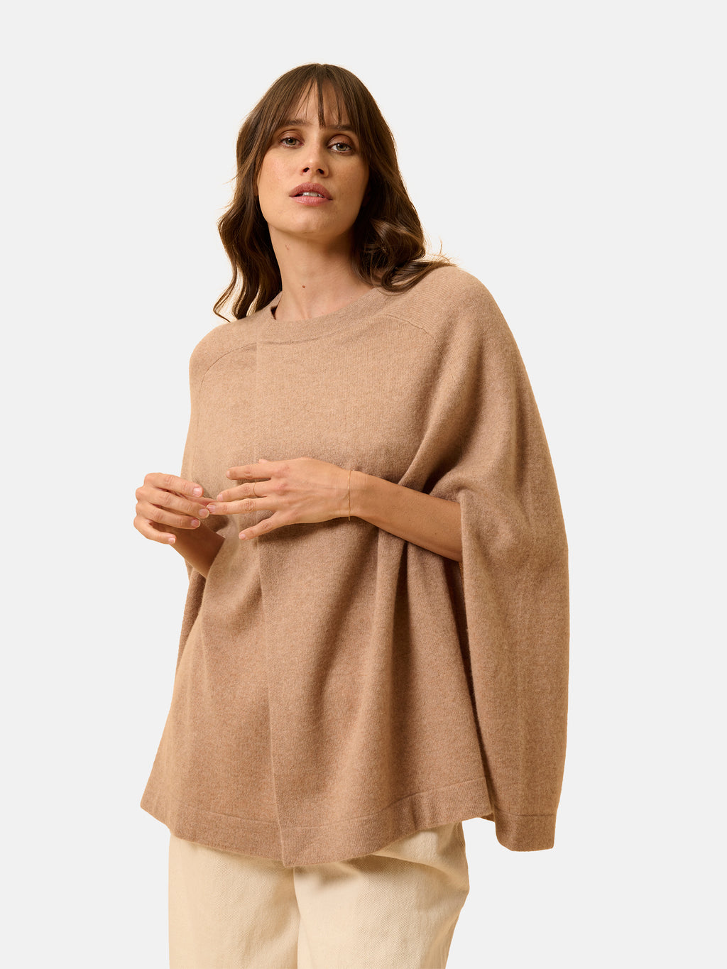Just Cashmere - Cape Ouverte Col Rond - Alloa - Camel Chiné