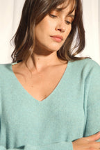 Pull Col V - Birse - Aqua Chiné