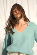 Pull Col V - Birse - Aqua Chiné