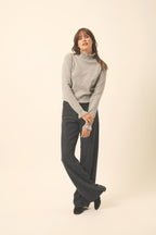 Pull Col Montant Volanté Trila - 100% Cachemire 2 Fils - Nuage Chiné - Femme