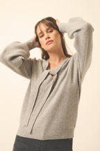 Jersey con Cuello Lazadade Noty - Nuage Chiné - 100% Cachemira 2 Cabos - Punto Inglés - Mujer