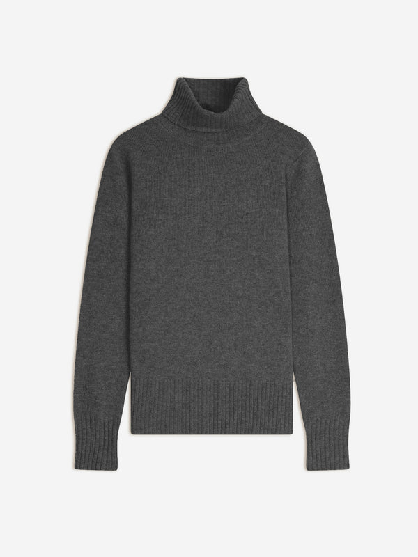 4-Ply Roll Neck Jumper - Lucie - Heather Charcoal