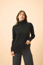 4-Ply Roll-Neck Jumper - Lucie - Black