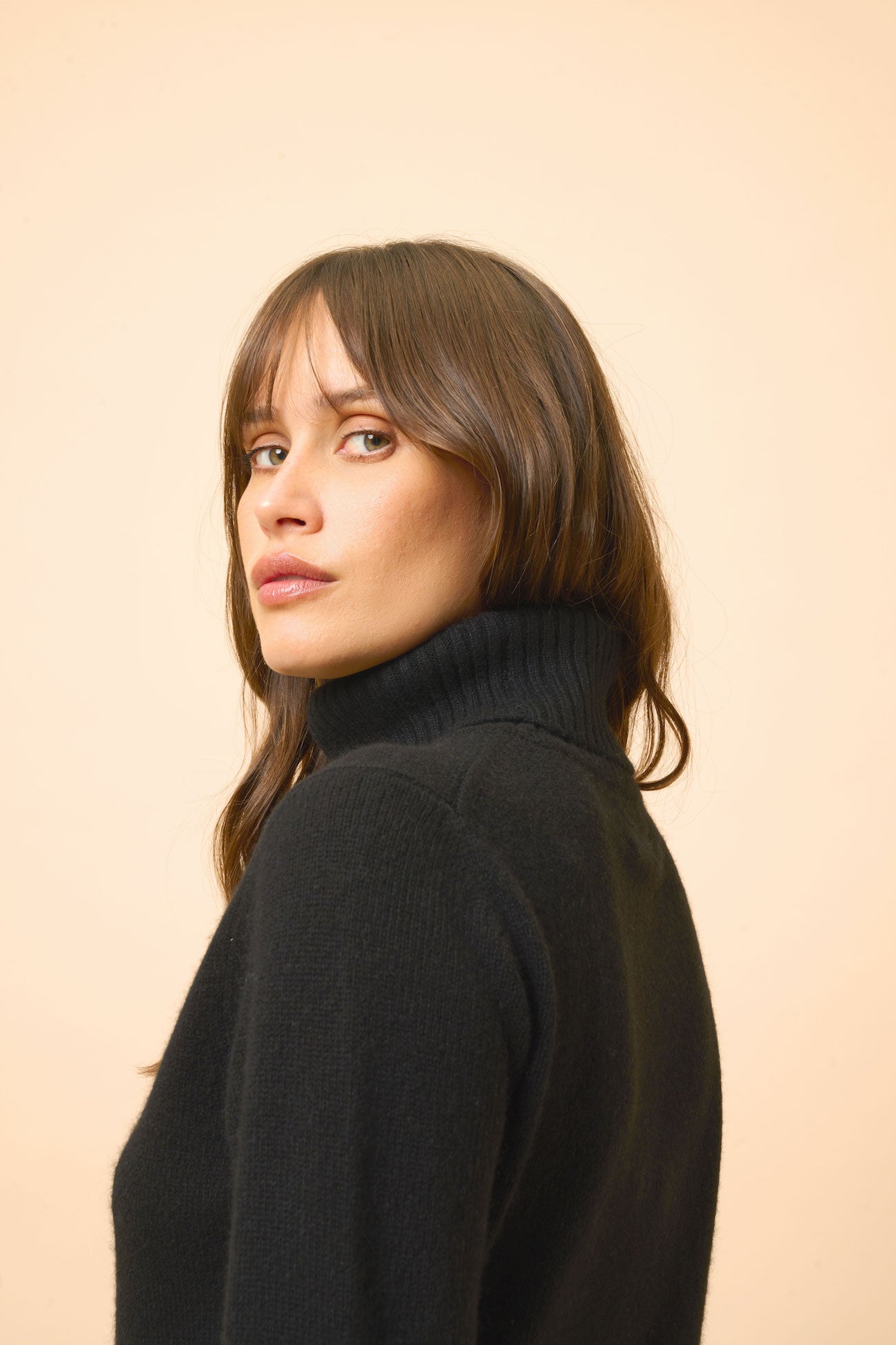 4-Ply Roll-Neck Jumper - Lucie - Black