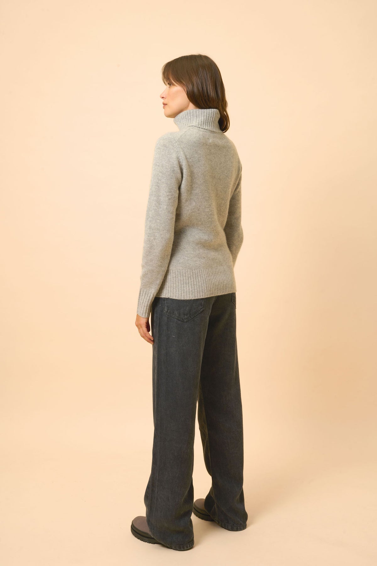 Pull Col Roulé 4 Fils Lucie - 100% Cachemire 4 Fils - Nuage Chiné - Femme