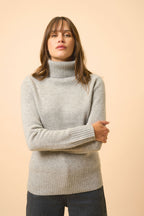 Pull Col Roulé 4 Fils Lucie - 100% Cachemire 4 Fils - Nuage Chiné - Femme
