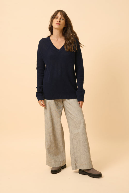 Pull Col V - Capucine - Navy