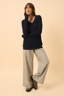 Pull Col V - Capucine - Navy