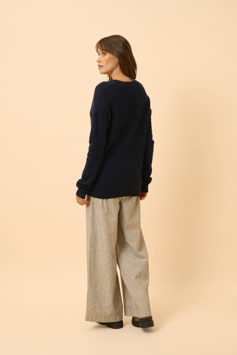 Pull Col V - Capucine - Navy