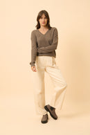 Pull Col V - Capucine - Taupe Chiné