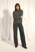 4-Ply Roll Neck Jumper - Romane - Anthracite Marl