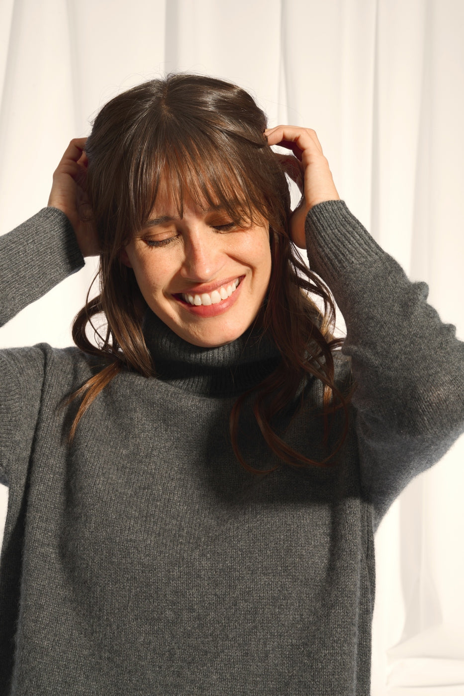 4-Ply Roll Neck Jumper - Romane - Anthracite Marl