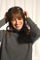 Jersey de cuello alto de 4 capas - Romane - Antracita jaspeada