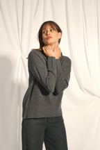 4-Ply Roll Neck Jumper - Romane - Anthracite Marl