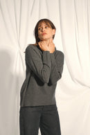 Jersey de cuello alto de 4 capas - Romane - Antracita jaspeada