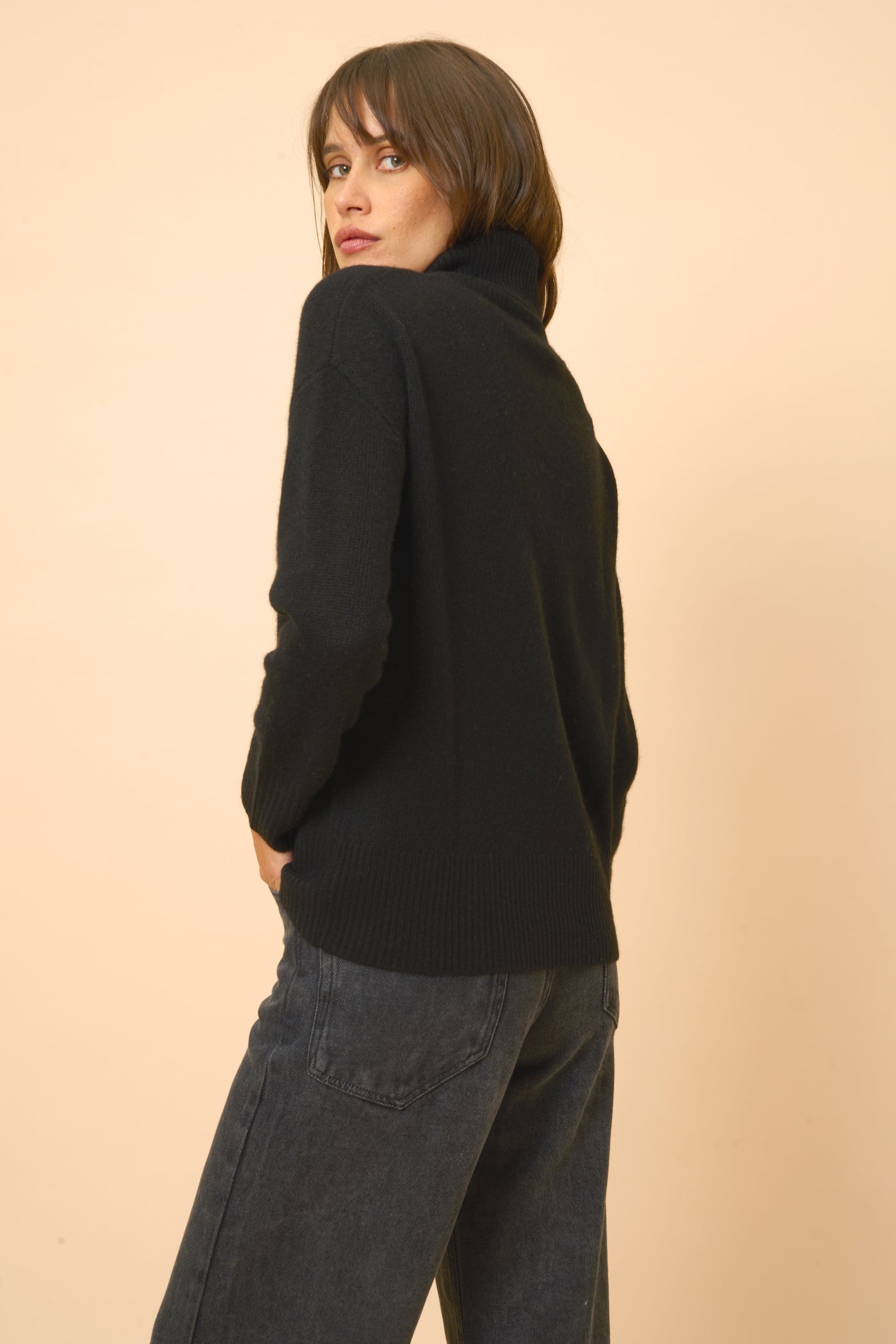 Pull Col Roulé 4 Fils - Romane - Noir