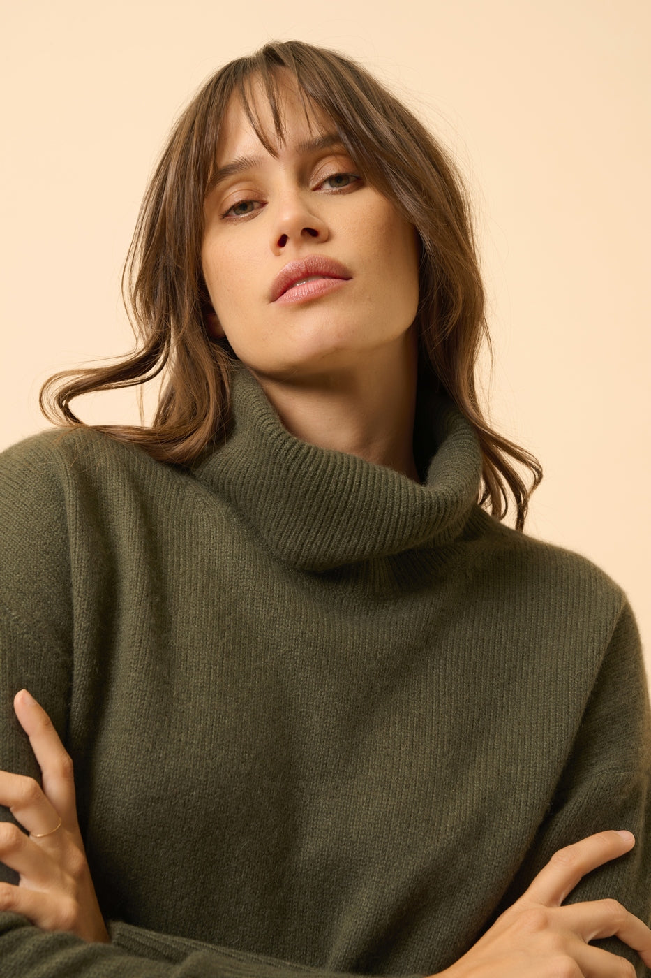 Jersey Cuello Vuelto 4 Hilos - Romane - Caqui