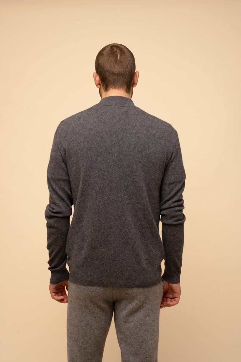 Gilet Zippé Col Montant Lilou - Anthracite Chiné