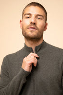 Gilet Zippé Col Montant - Lilou - Kaki Chiné