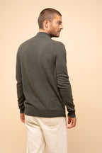Chaqueta con Cremallera y Cuello Alto - Lilou - Kaki Chiné