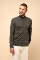 Gilet Zippé Col Montant - Lilou - Kaki Chiné