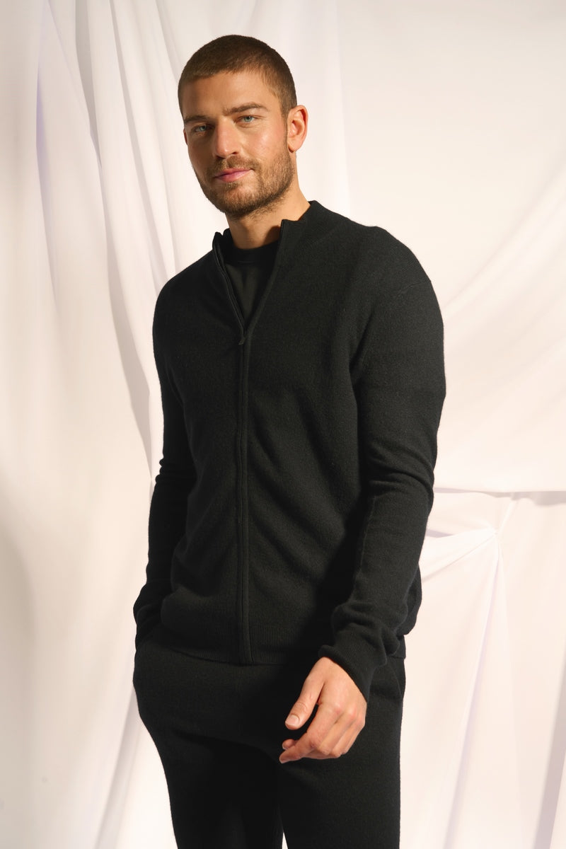 Chaqueta con cremallera y cuello alto Lilou - Negro