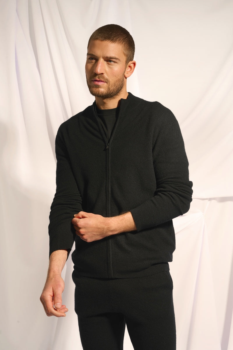 Chaqueta con cremallera y cuello alto Lilou - Negro