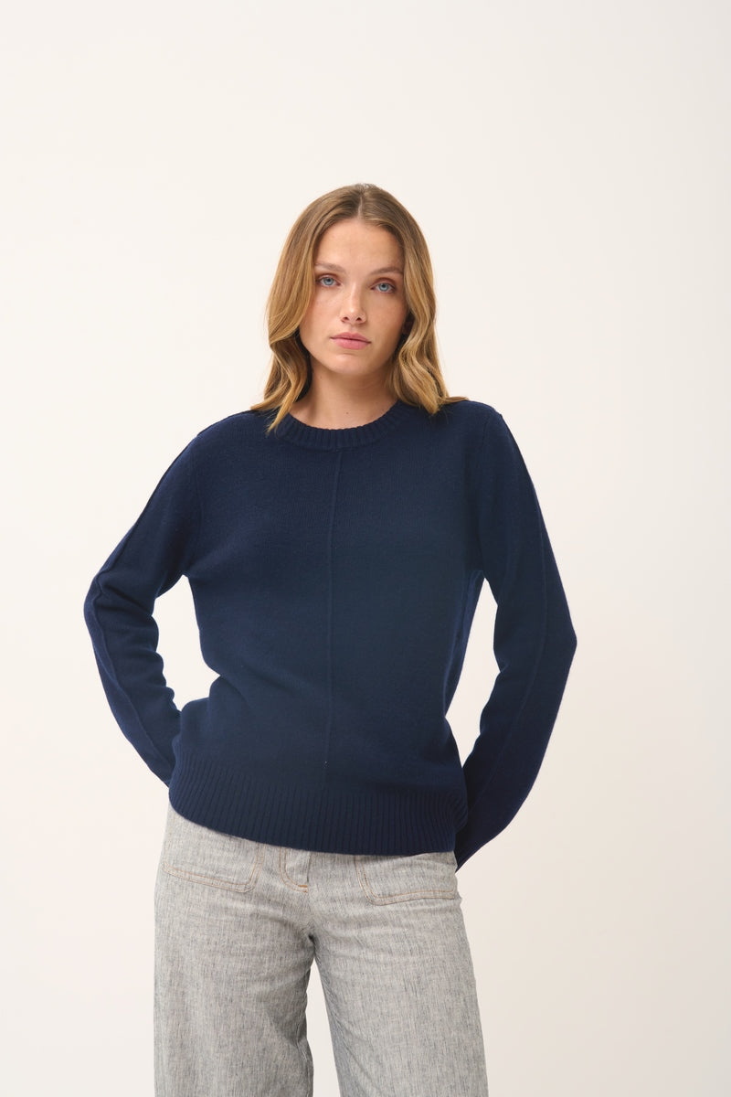Pull Col Rond 4 Fils - Emma - Navy
