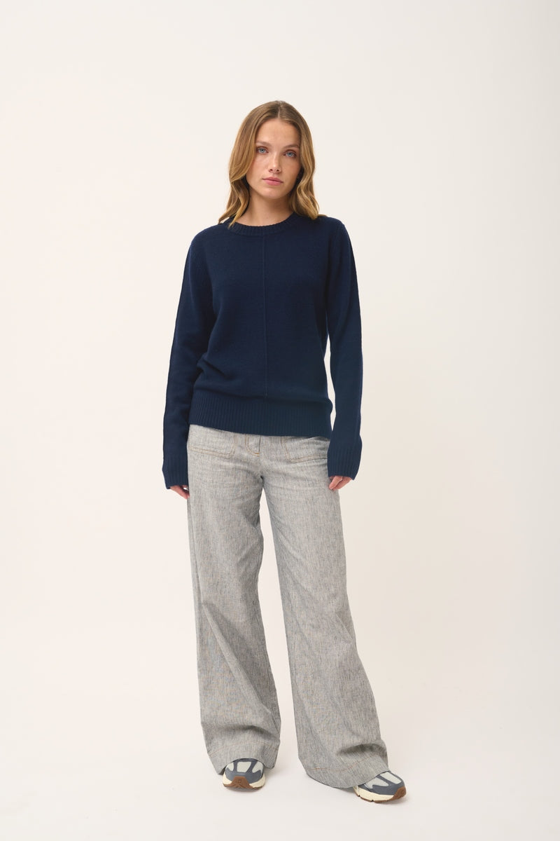 Pull Col Rond 4 Fils - Emma - Navy