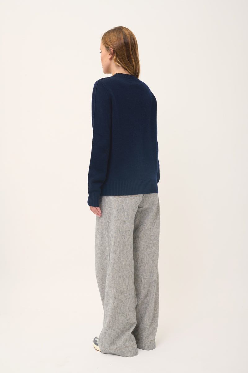 Pull Col Rond 4 Fils - Emma - Navy