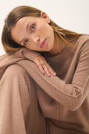 Pull Col Rond 4 Fils - Emma - Camel Chiné