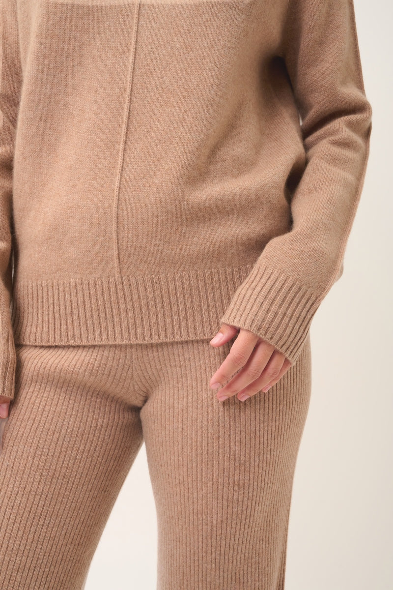 Pull Col Rond 4 Fils - Emma - Camel Chiné