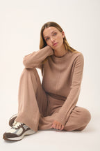 Pull Col Rond 4 Fils - Emma - Camel Chiné