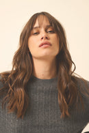 Pull Col Rond - Jade - Anthracite Chiné