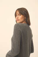 Pull Col Rond - Jade - Anthracite Chiné