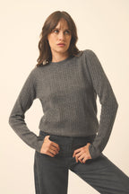 Pull Col Rond - Jade - Anthracite Chiné