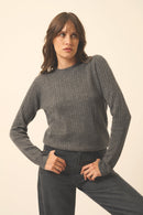 Pull Col Rond - Jade - Anthracite Chiné