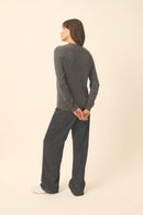 Pull Col Rond - Jade - Anthracite Chiné